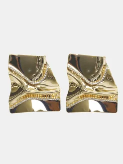 Frauen Source Unknown Kleidung<Abstrakte Kristallohrringe, Gold