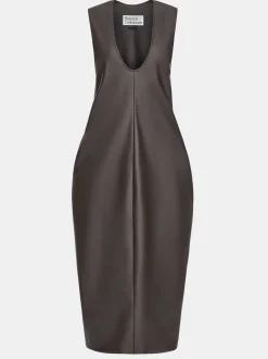 Frauen Source Unknown Kleider<Adua Maxikleid Aus Kunstleder, Schokolade