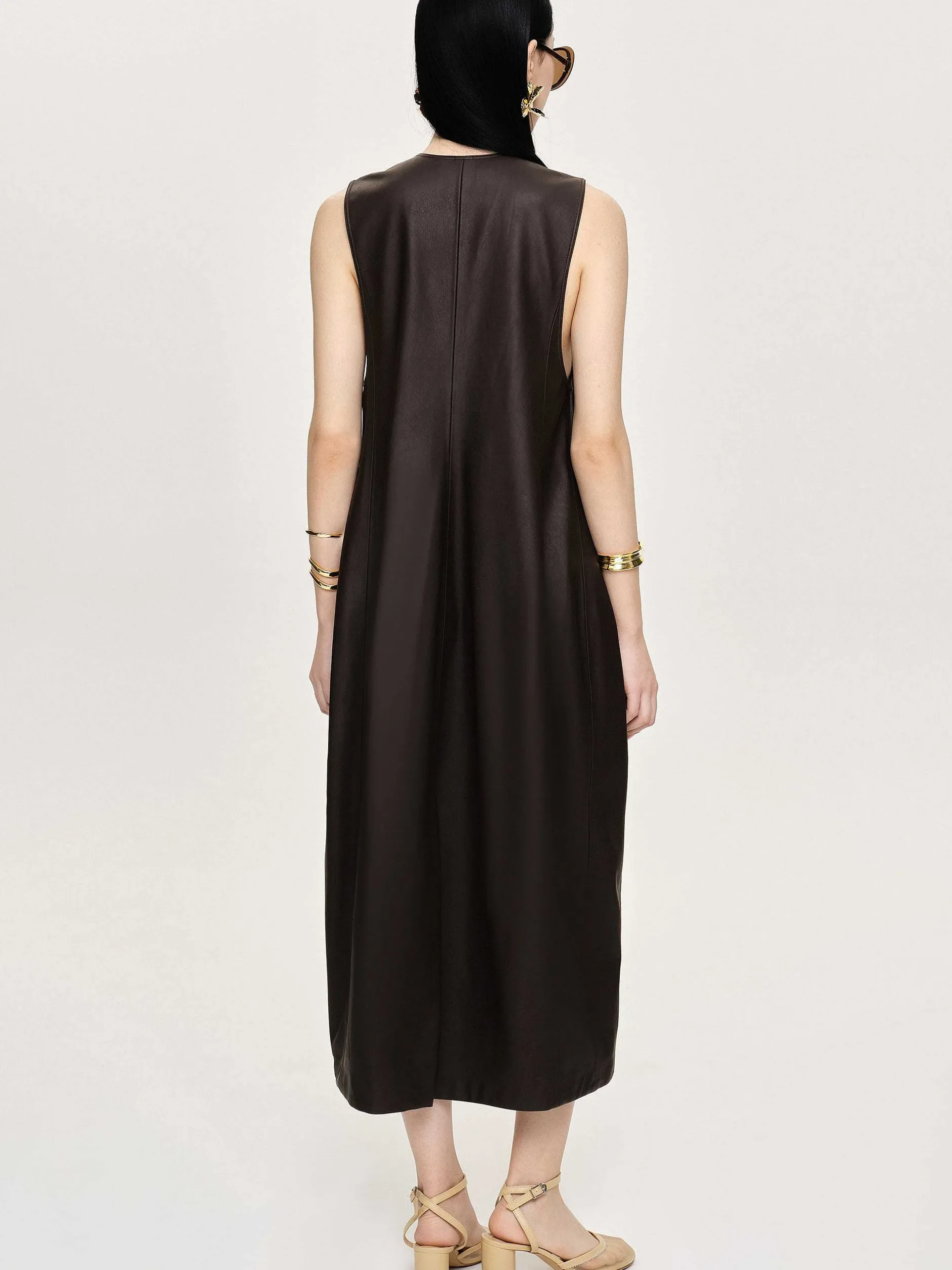 Frauen Source Unknown Kleider<Adua Maxikleid Aus Kunstleder, Schokolade
