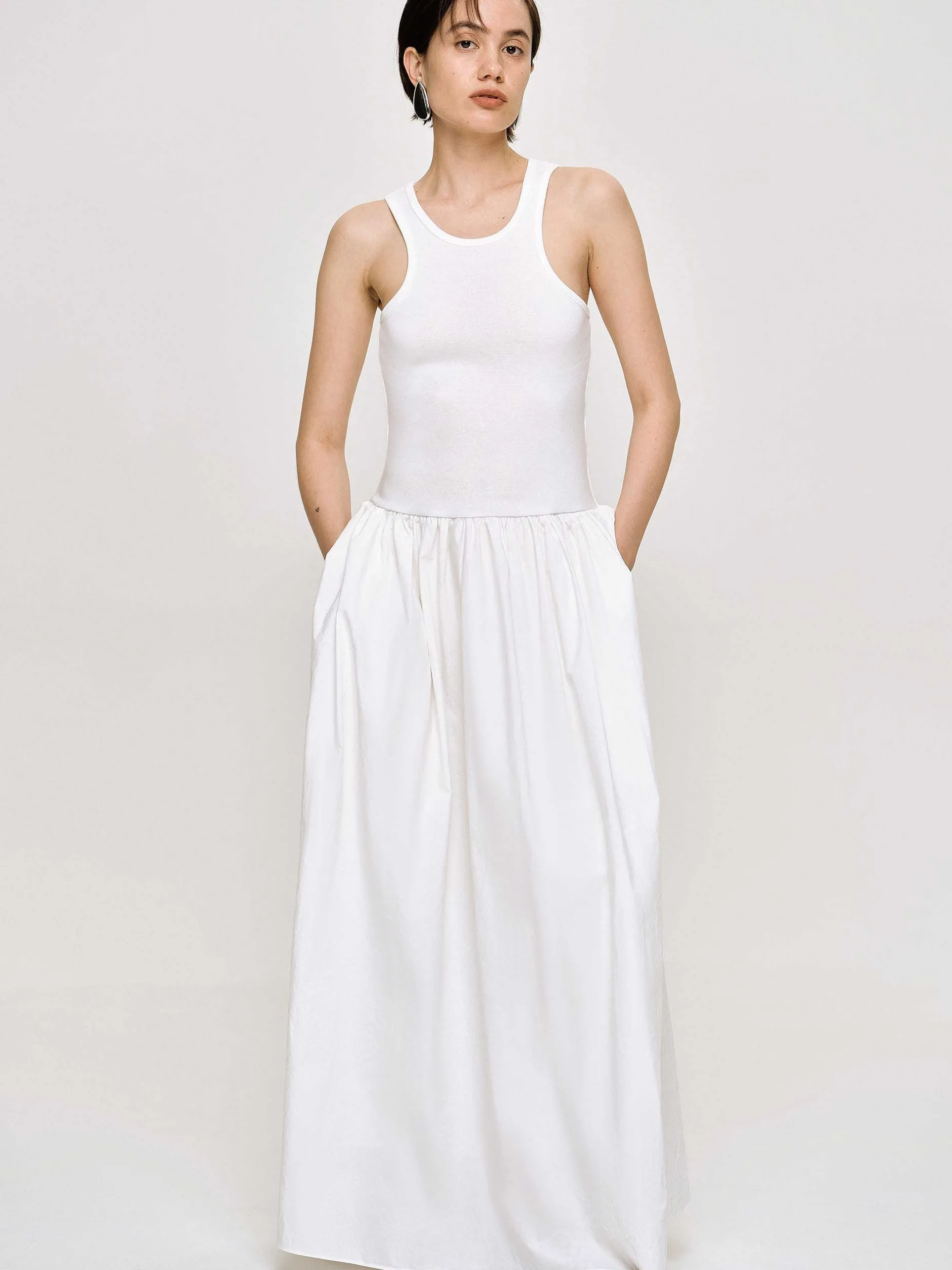 Frauen Source Unknown Kleidung<Amal Racer-Tanktopkleid Mit Tiefer Taille, Weis