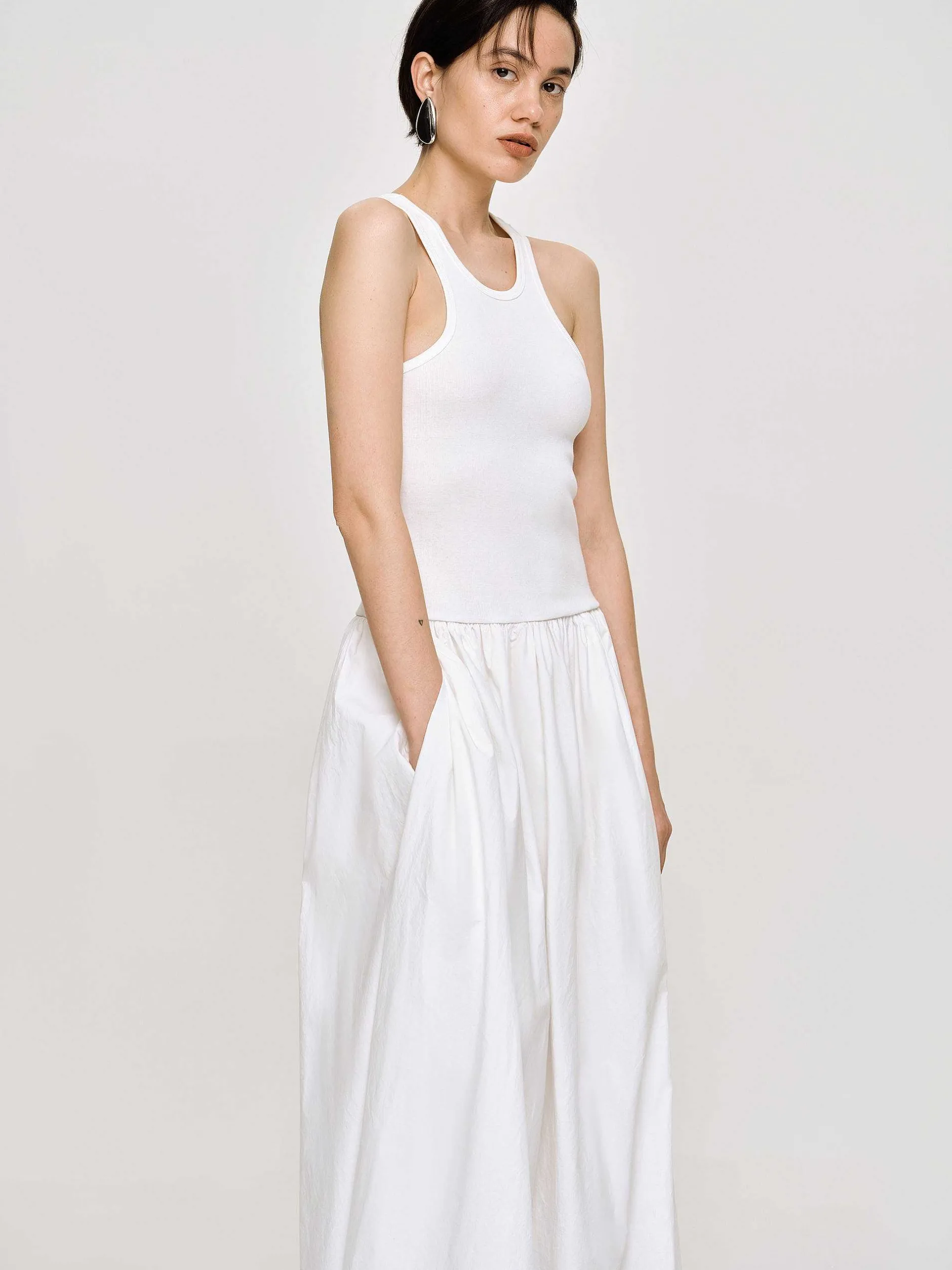 Frauen Source Unknown Kleidung<Amal Racer-Tanktopkleid Mit Tiefer Taille, Weis