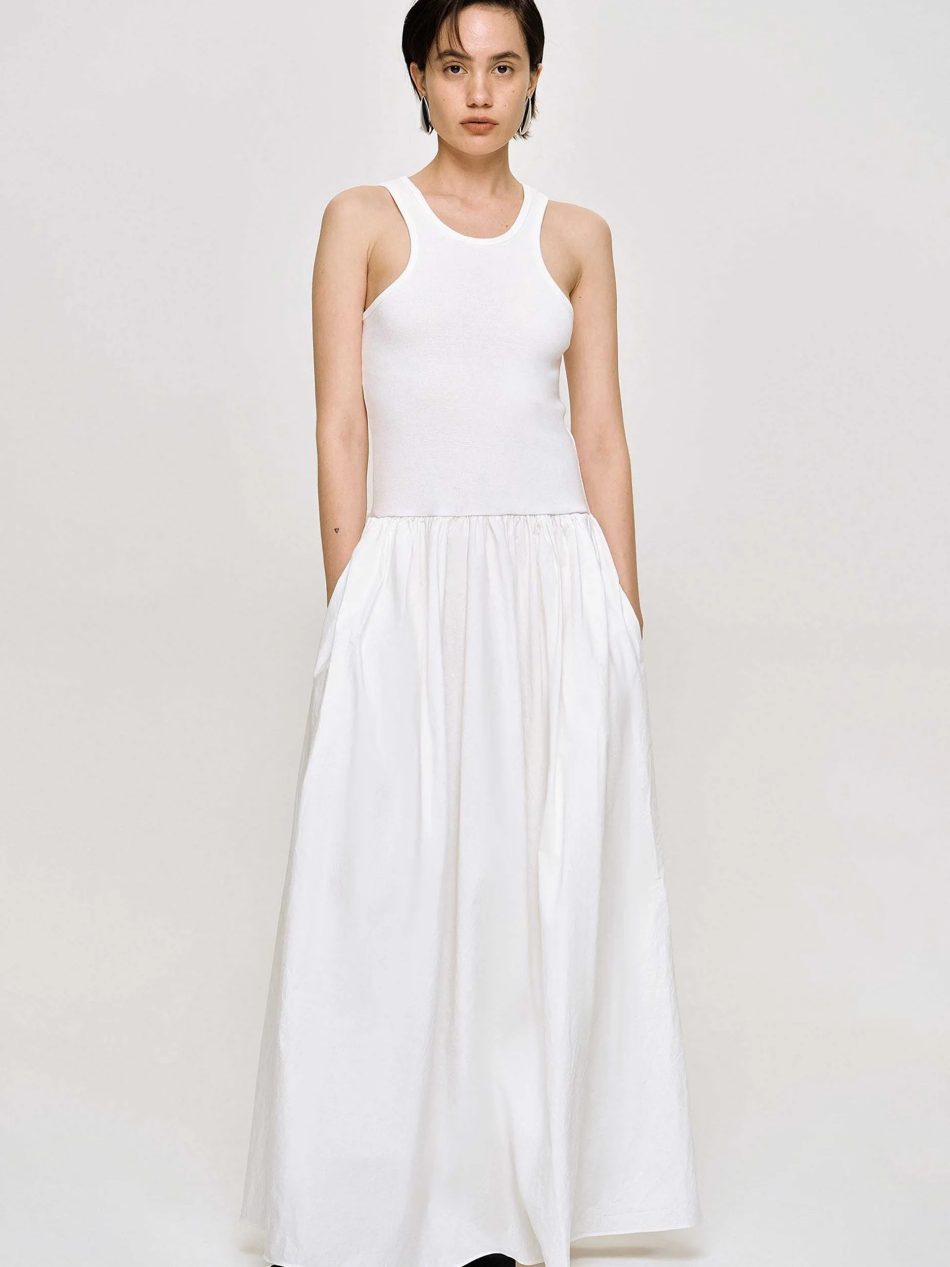 Frauen Source Unknown Kleidung<Amal Racer-Tanktopkleid Mit Tiefer Taille, Weis