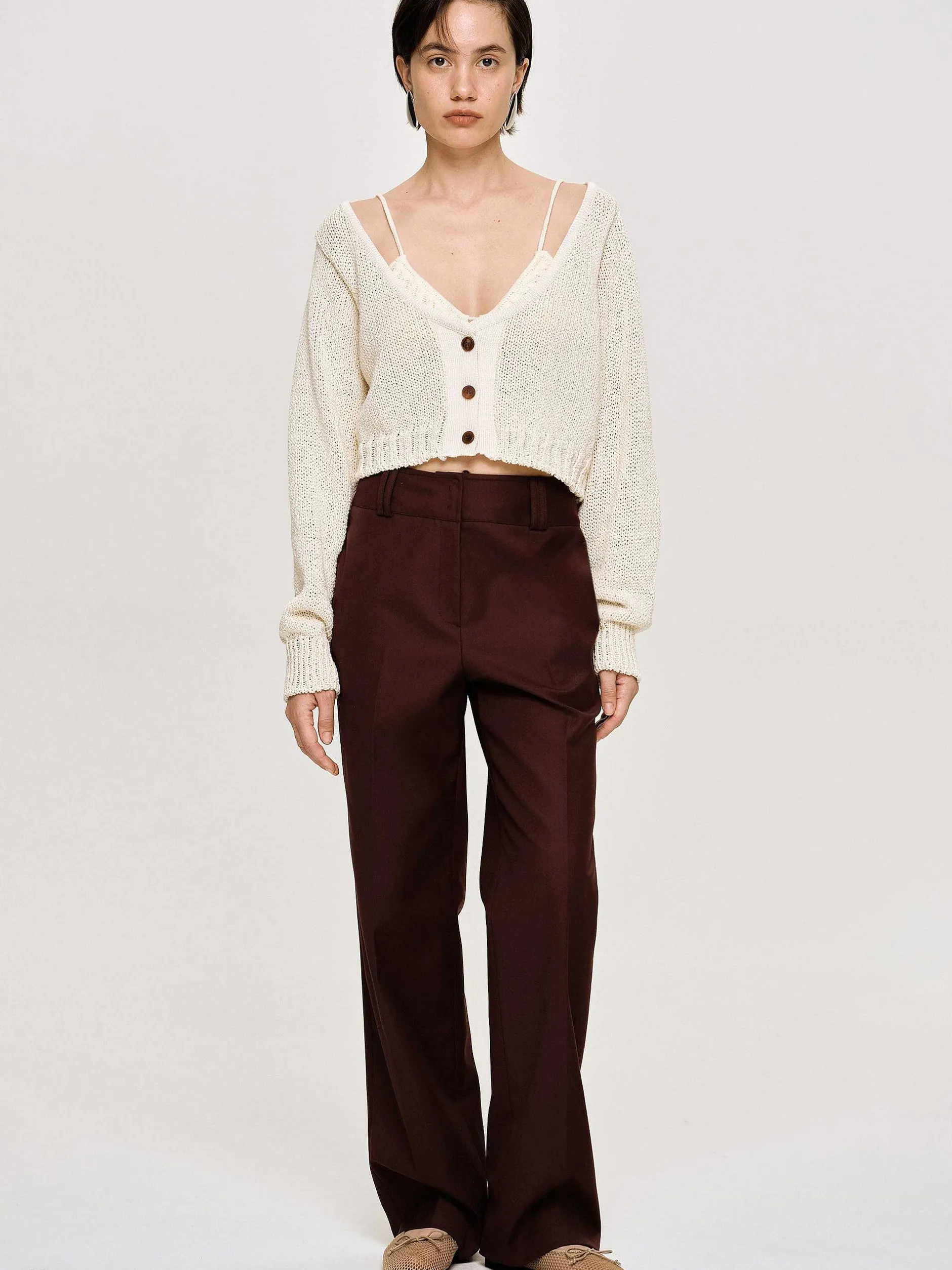 Frauen Source Unknown Kleidung<Anzughose Aus Gabardine, Merlotbraun
