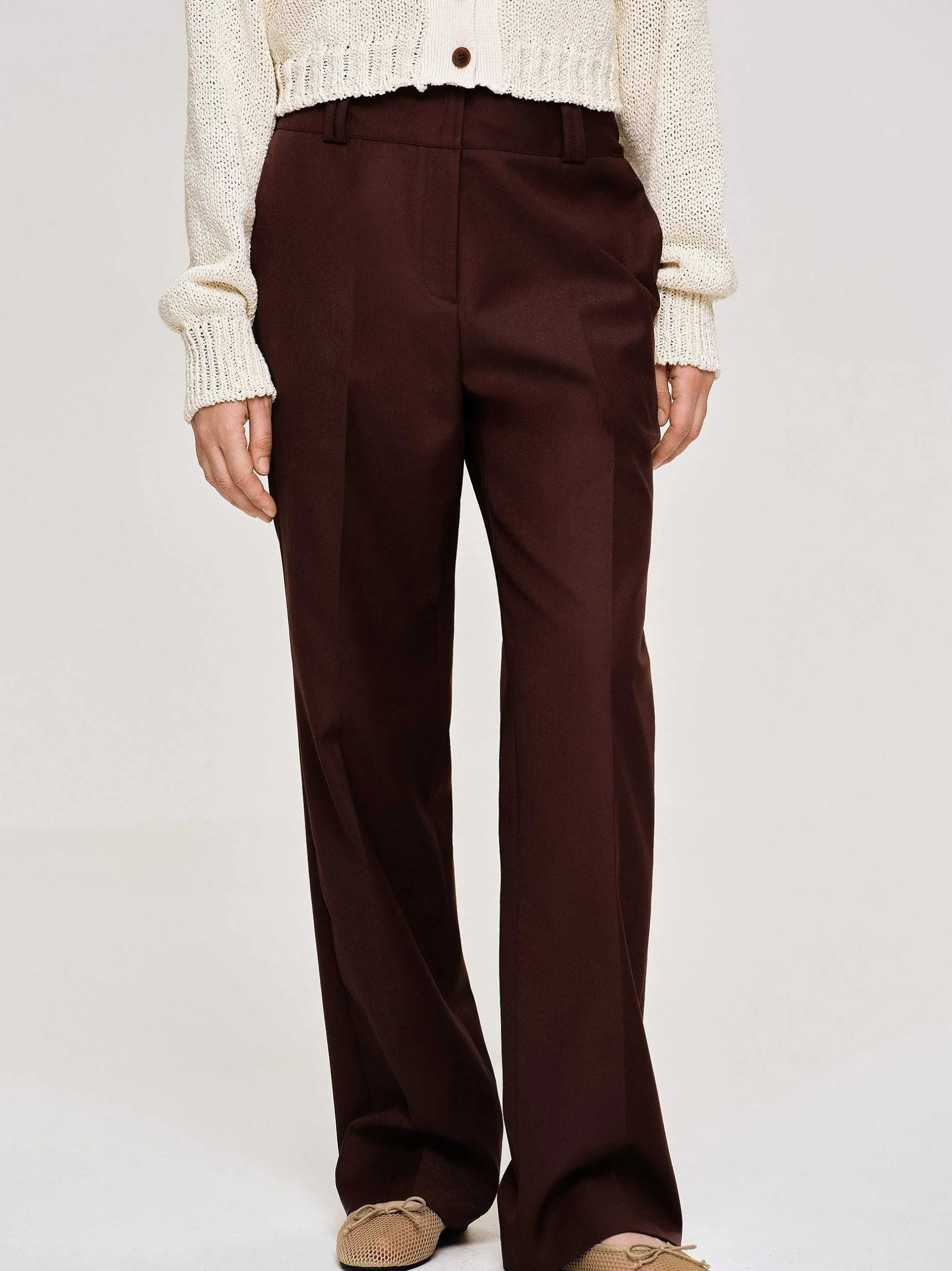 Frauen Source Unknown Unterteile<Anzughose Aus Gabardine, Merlotbraun