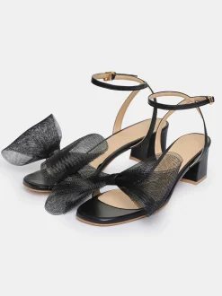 Frauen Source Unknown Schuhe & Taschen<Apogeo Tull-Schleifensandalen, Schwarz