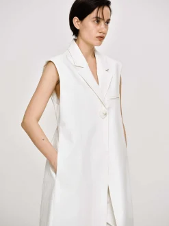 Frauen Source Unknown Oberbekleidung<Armelloser Langer Blazer, Weis