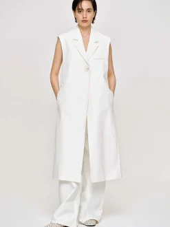 Frauen Source Unknown Kleidung<Armelloser Langer Blazer, Weis