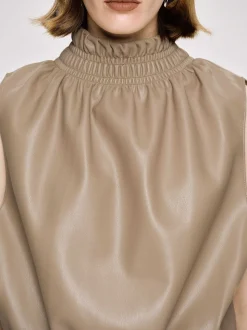Frauen Source Unknown Zubehör<Armelloses Lederoberteil, Beige