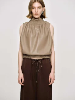 Frauen Source Unknown Zubehör<Armelloses Lederoberteil, Beige