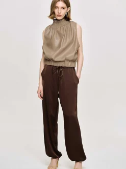 Frauen Source Unknown Zubehör<Armelloses Lederoberteil, Beige