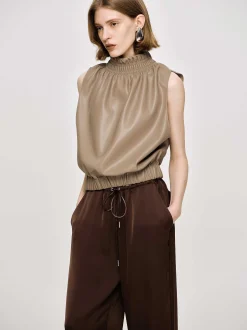 Frauen Source Unknown Zubehör<Armelloses Lederoberteil, Beige