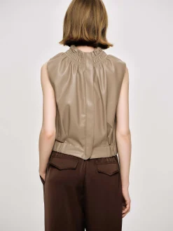 Frauen Source Unknown Zubehör<Armelloses Lederoberteil, Beige