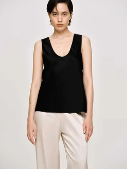 Frauen Source Unknown Zubehör<Armelloses Satin-Top, Schwarz