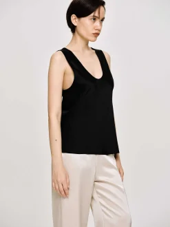 Frauen Source Unknown Zubehör<Armelloses Satin-Top, Schwarz
