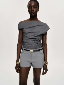 Frauen Source Unknown Kleidung<Asymmetrisch Drapiertes Oberteil, Anthrazit