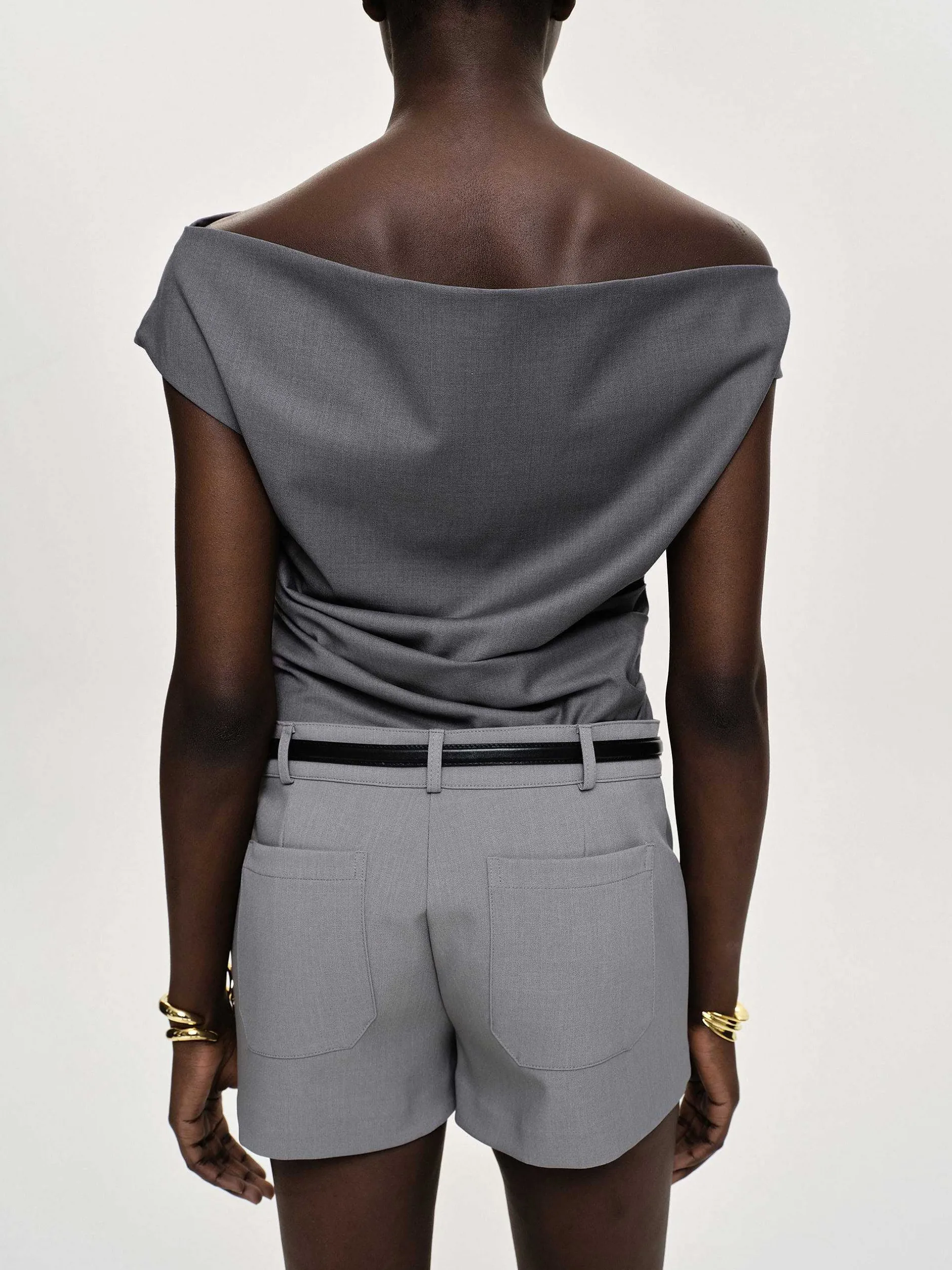 Frauen Source Unknown Kleidung<Asymmetrisch Drapiertes Oberteil, Anthrazit