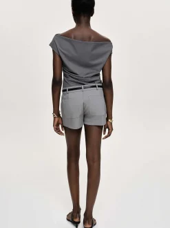 Frauen Source Unknown Kleidung<Asymmetrisch Drapiertes Oberteil, Anthrazit