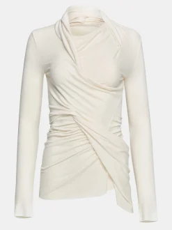 Frauen Source Unknown Kleidung<Asymmetrisches Drapiertes Folgore-Oberteil, Elfenbein