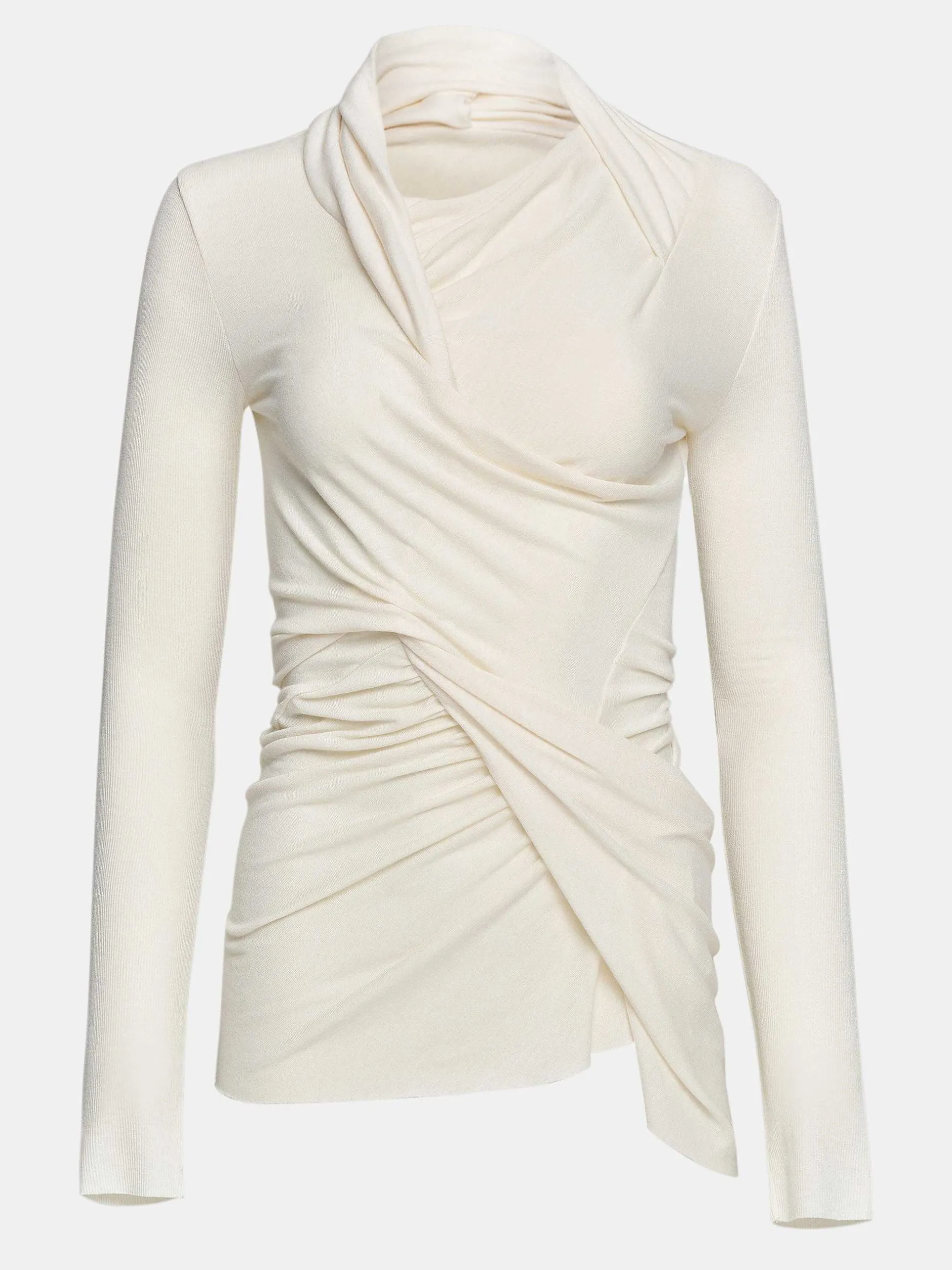 Frauen Source Unknown Kleidung<Asymmetrisches Drapiertes Folgore-Oberteil, Elfenbein