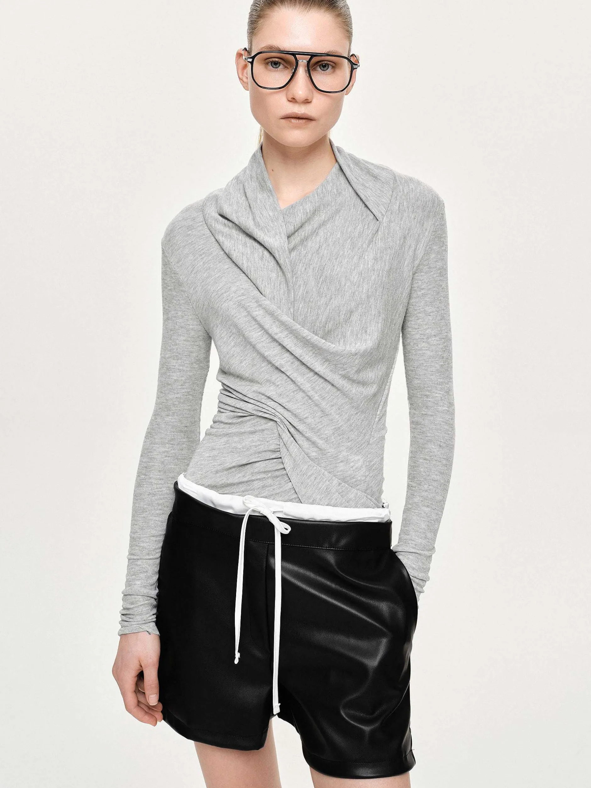 Frauen Source Unknown Oberteile<Asymmetrisches Drapiertes Folgore-Oberteil, Grau