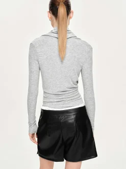 Frauen Source Unknown Oberteile<Asymmetrisches Drapiertes Folgore-Oberteil, Grau