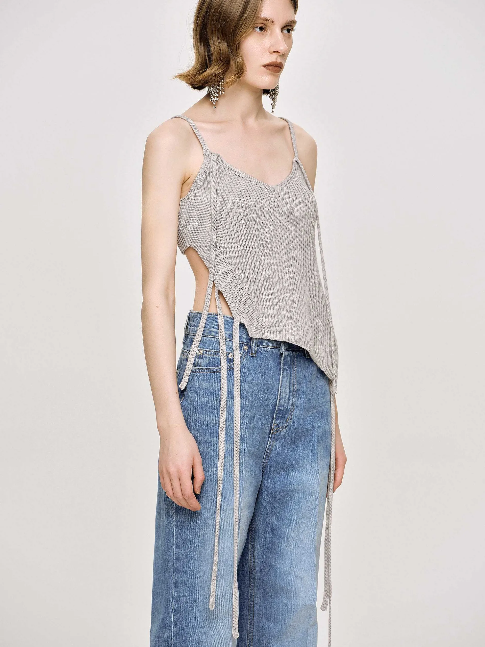 Frauen Source Unknown Strickwaren<Asymmetrisches Strick-Tanktop, Fossil Grey