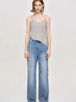Frauen Source Unknown Strickwaren<Asymmetrisches Strick-Tanktop, Fossil Grey