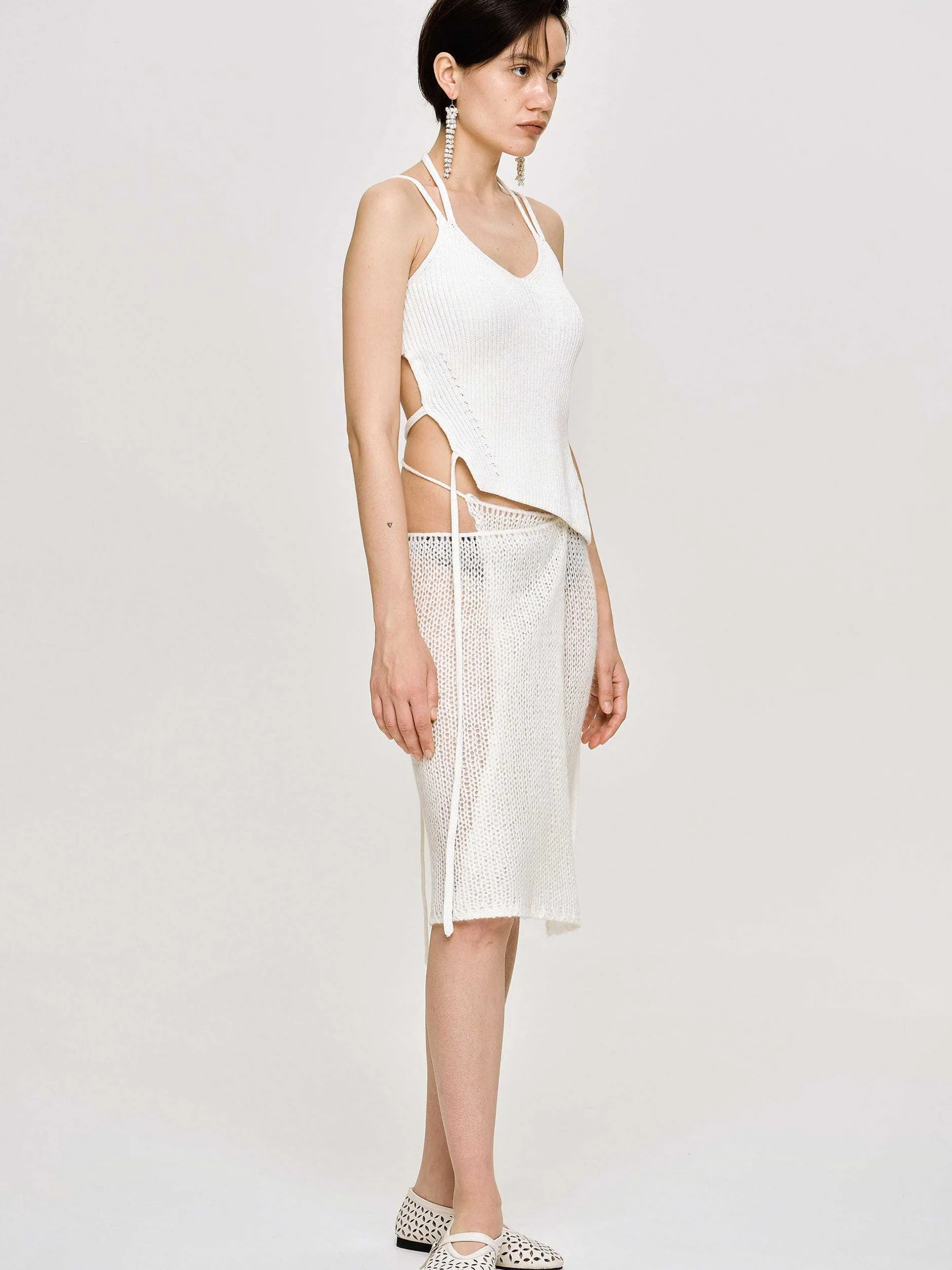 Frauen Source Unknown Strickwaren<Asymmetrisches Strick-Tanktop, Weis