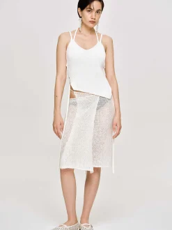 Frauen Source Unknown Strickwaren<Asymmetrisches Strick-Tanktop, Weis