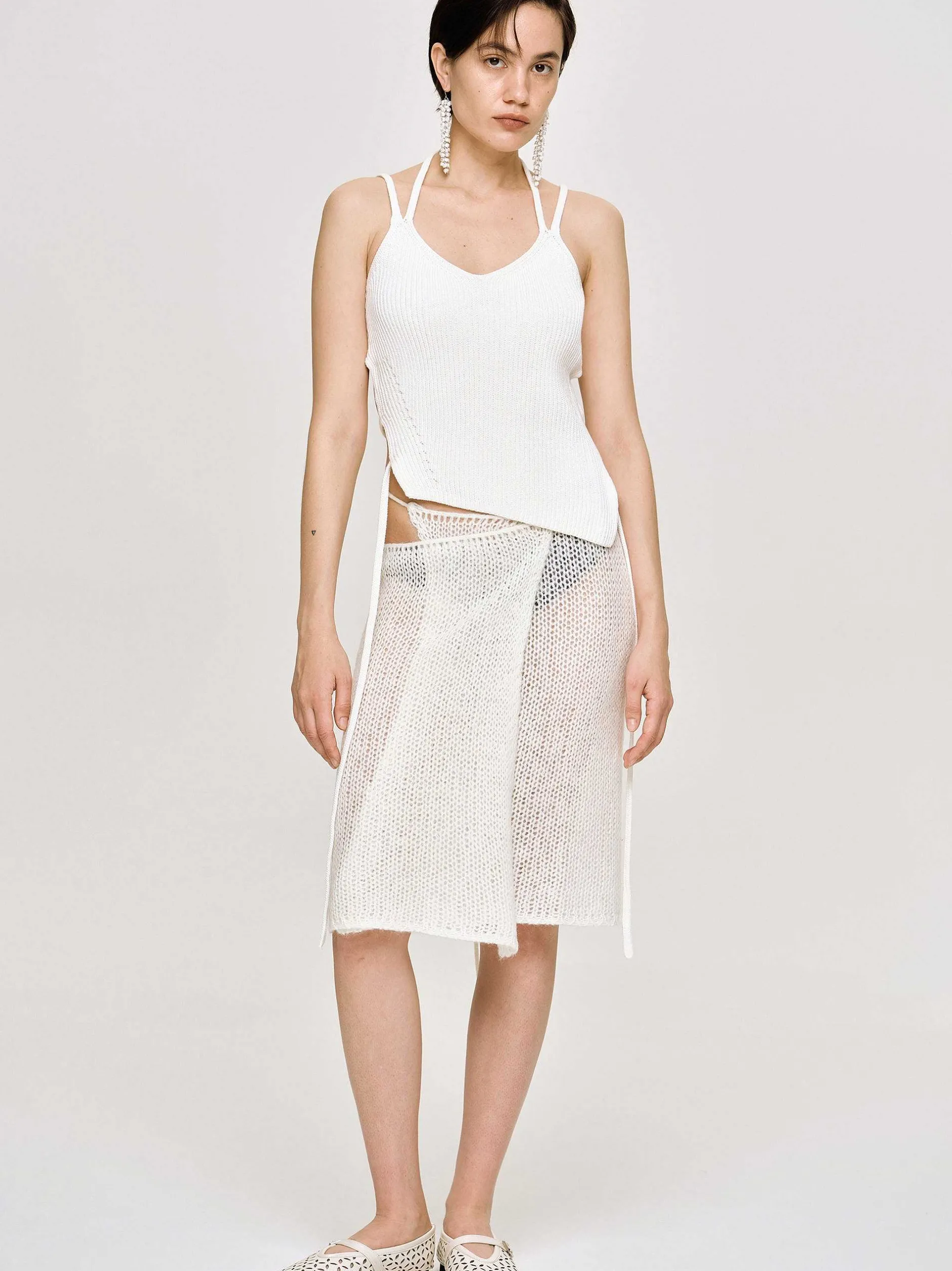 Frauen Source Unknown Strickwaren<Asymmetrisches Strick-Tanktop, Weis