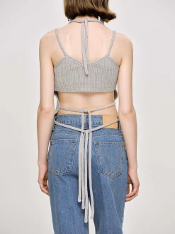 Frauen Source Unknown Kleidung<Asymmetrisches Strick-Tanktop, Fossil Grey