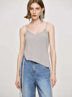 Frauen Source Unknown Kleidung<Asymmetrisches Strick-Tanktop, Fossil Grey