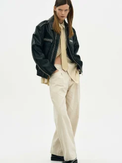 Frauen Source Unknown Oberbekleidung<Ausgebleichte Lederjacke,