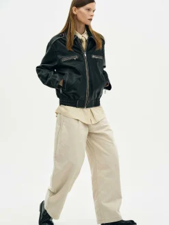 Frauen Source Unknown Oberbekleidung<Ausgebleichte Lederjacke,