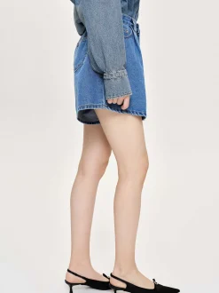 Frauen Source Unknown Denim<Ausgestellte Jeansshorts, Mittelblau