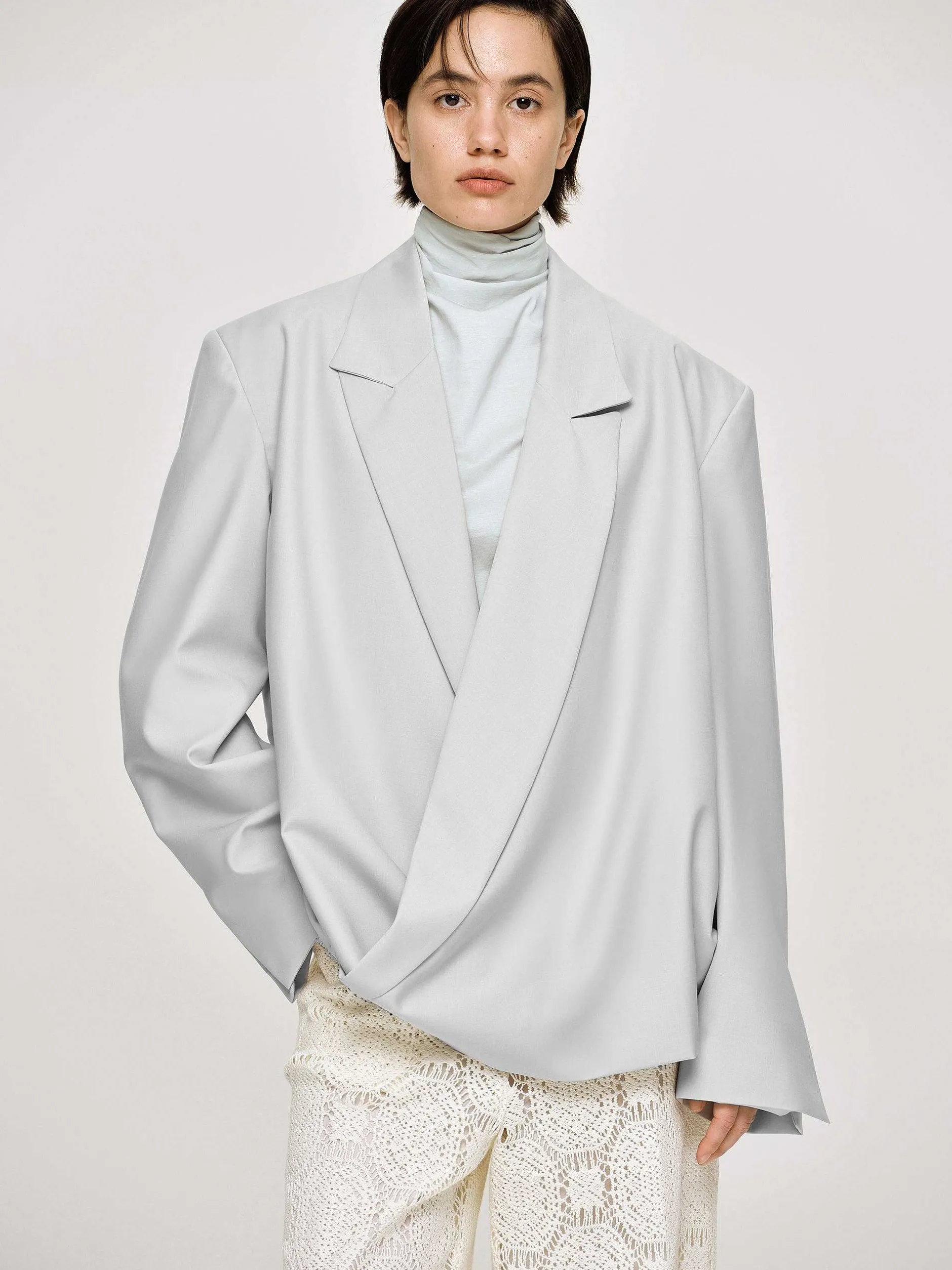 Frauen Source Unknown Zubehör<Baia Boxy Wrap Blazer, Gainsboro Grey