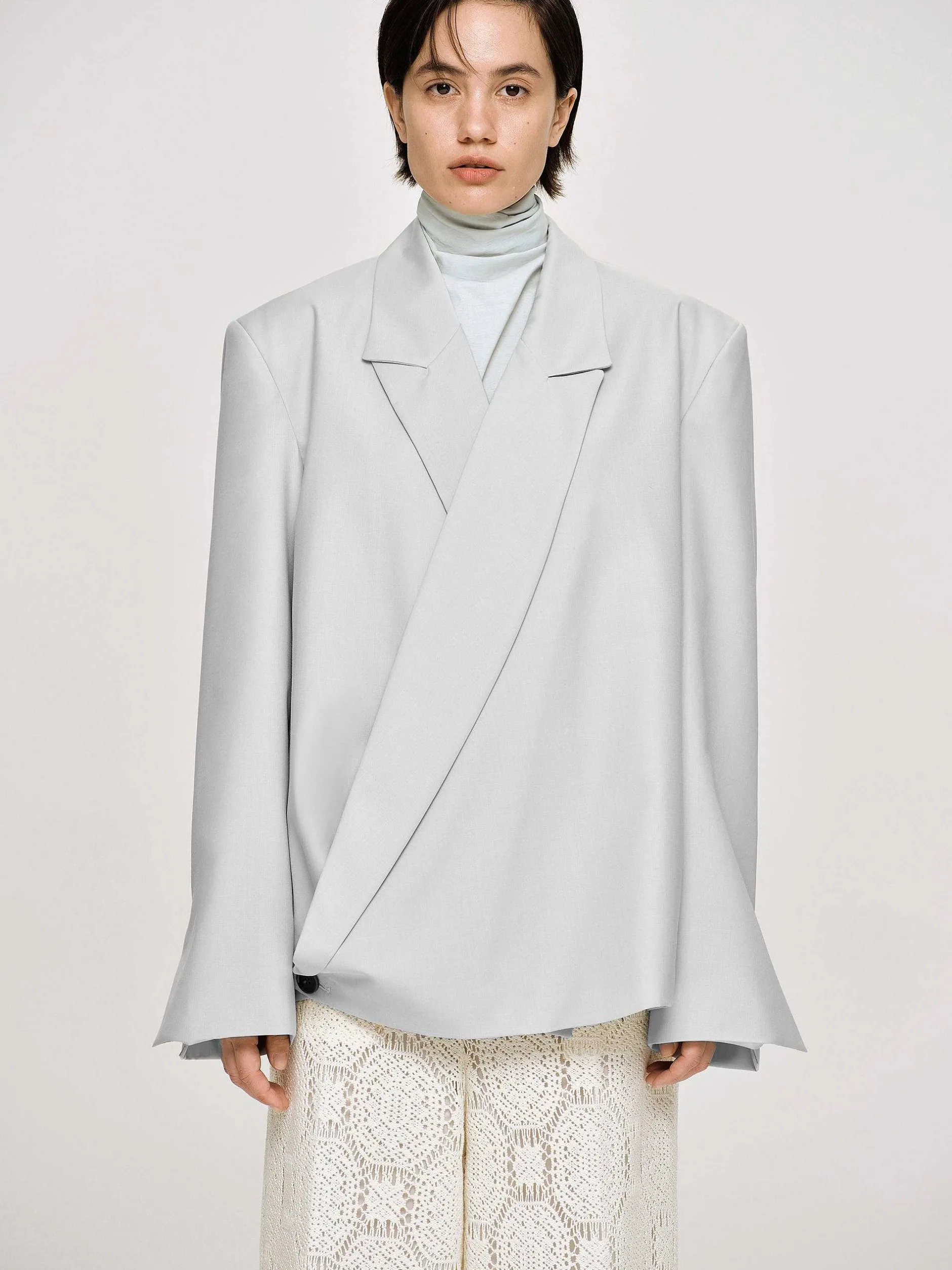 Frauen Source Unknown Zubehör<Baia Boxy Wrap Blazer, Gainsboro Grey