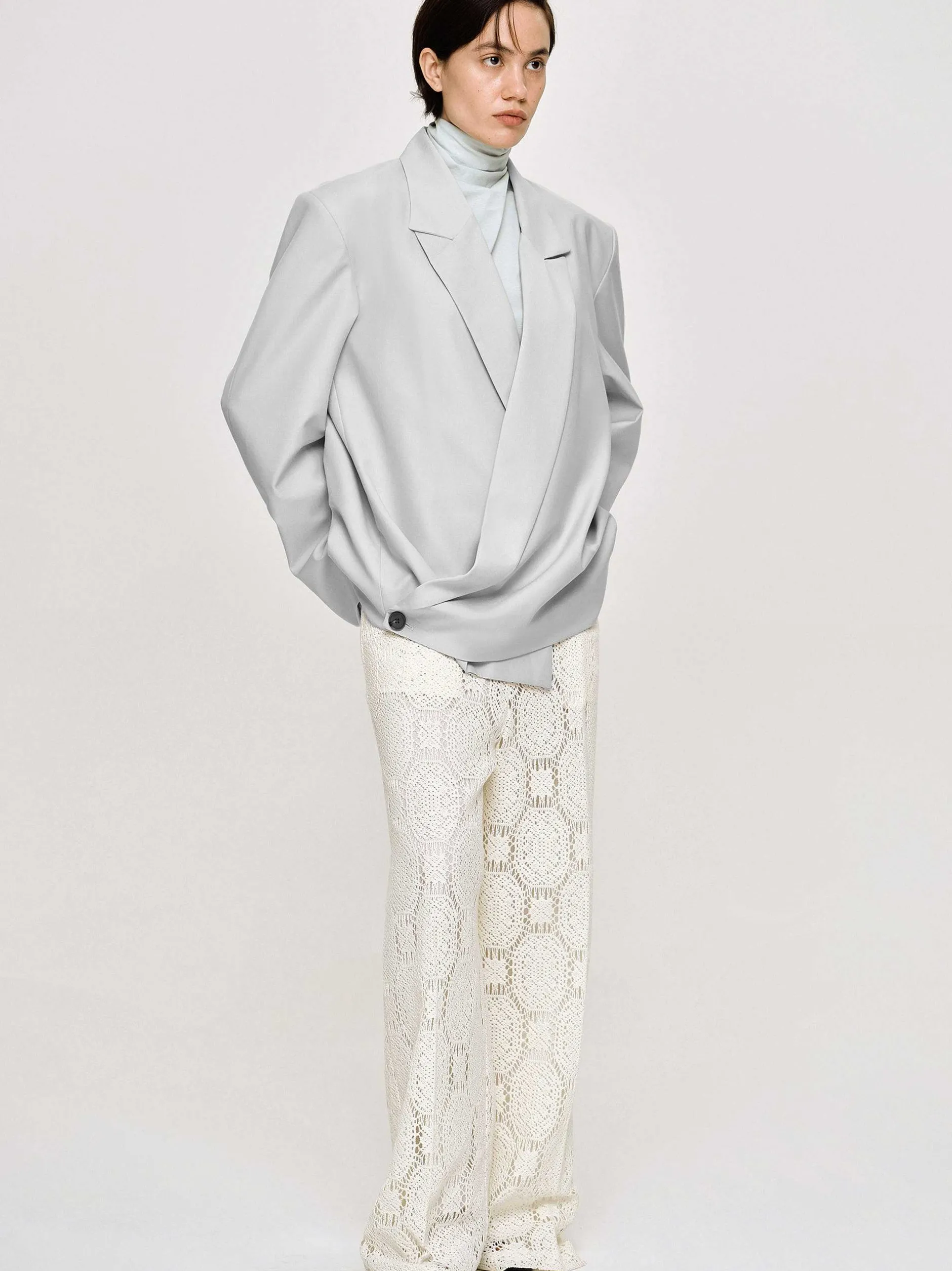 Frauen Source Unknown Zubehör<Baia Boxy Wrap Blazer, Gainsboro Grey