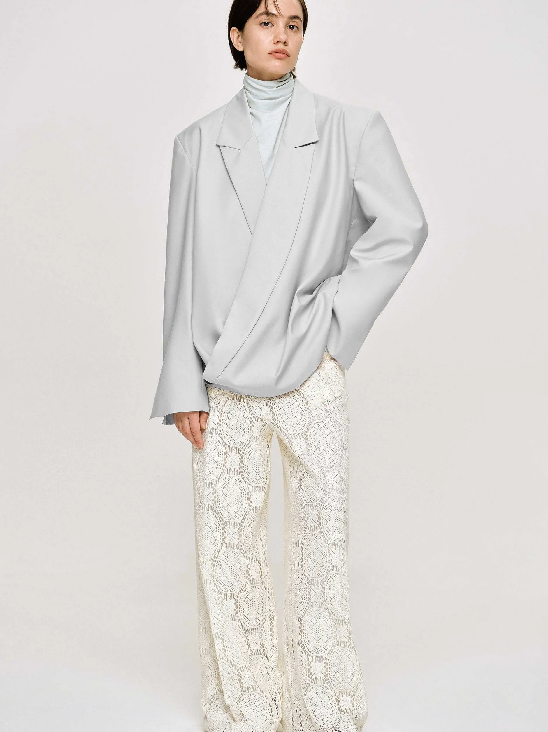 Frauen Source Unknown Zubehör<Baia Boxy Wrap Blazer, Gainsboro Grey