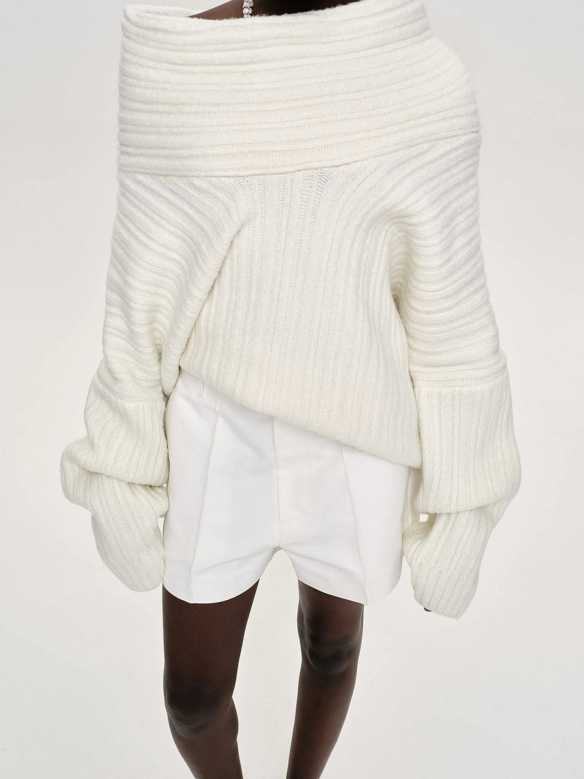 Frauen Source Unknown Zubehör<Becca Ubergroser High Roll Strickpullover, Weis
