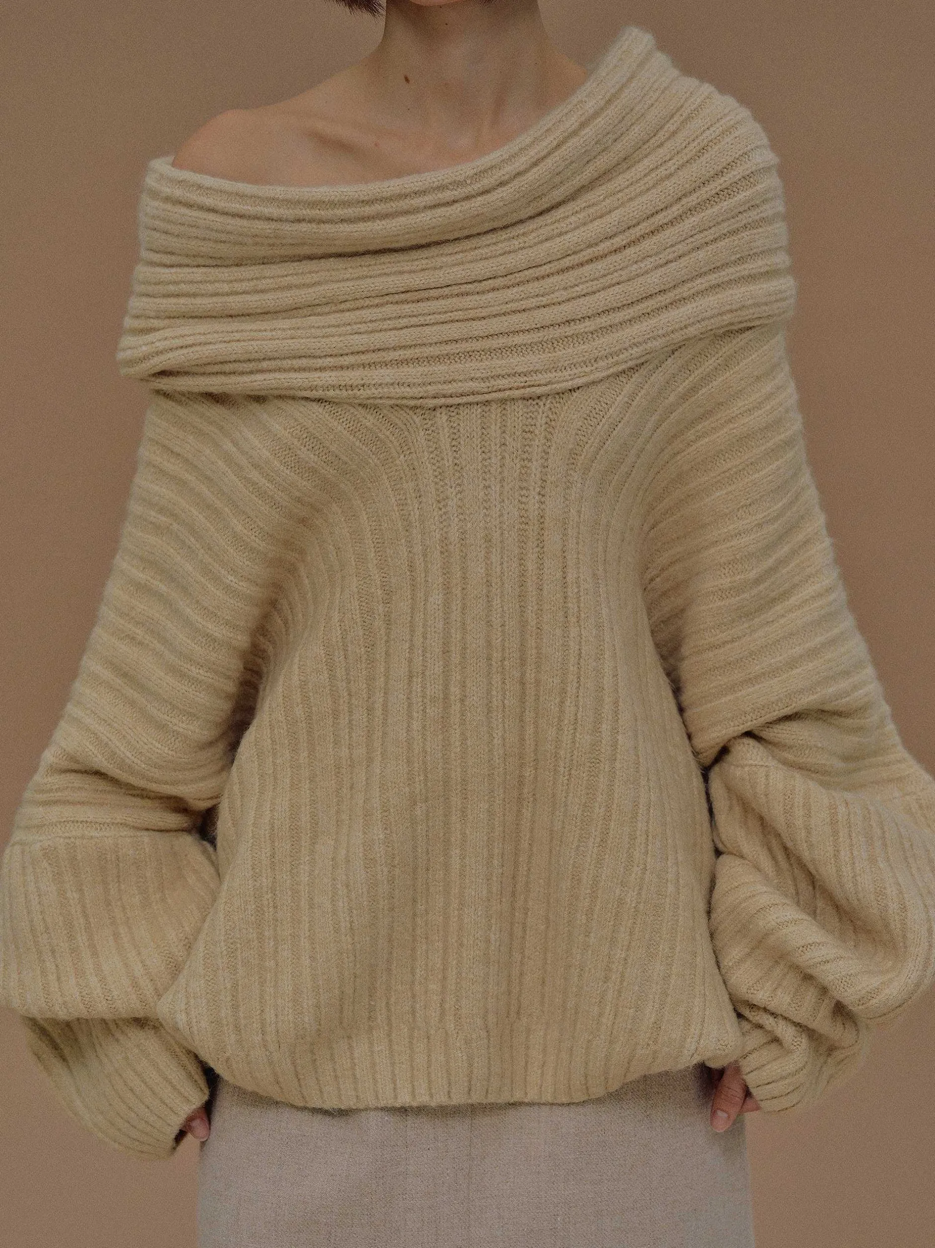 Frauen Source Unknown Zubehör<Becca Ubergroser High Roll Strickpullover, Butter