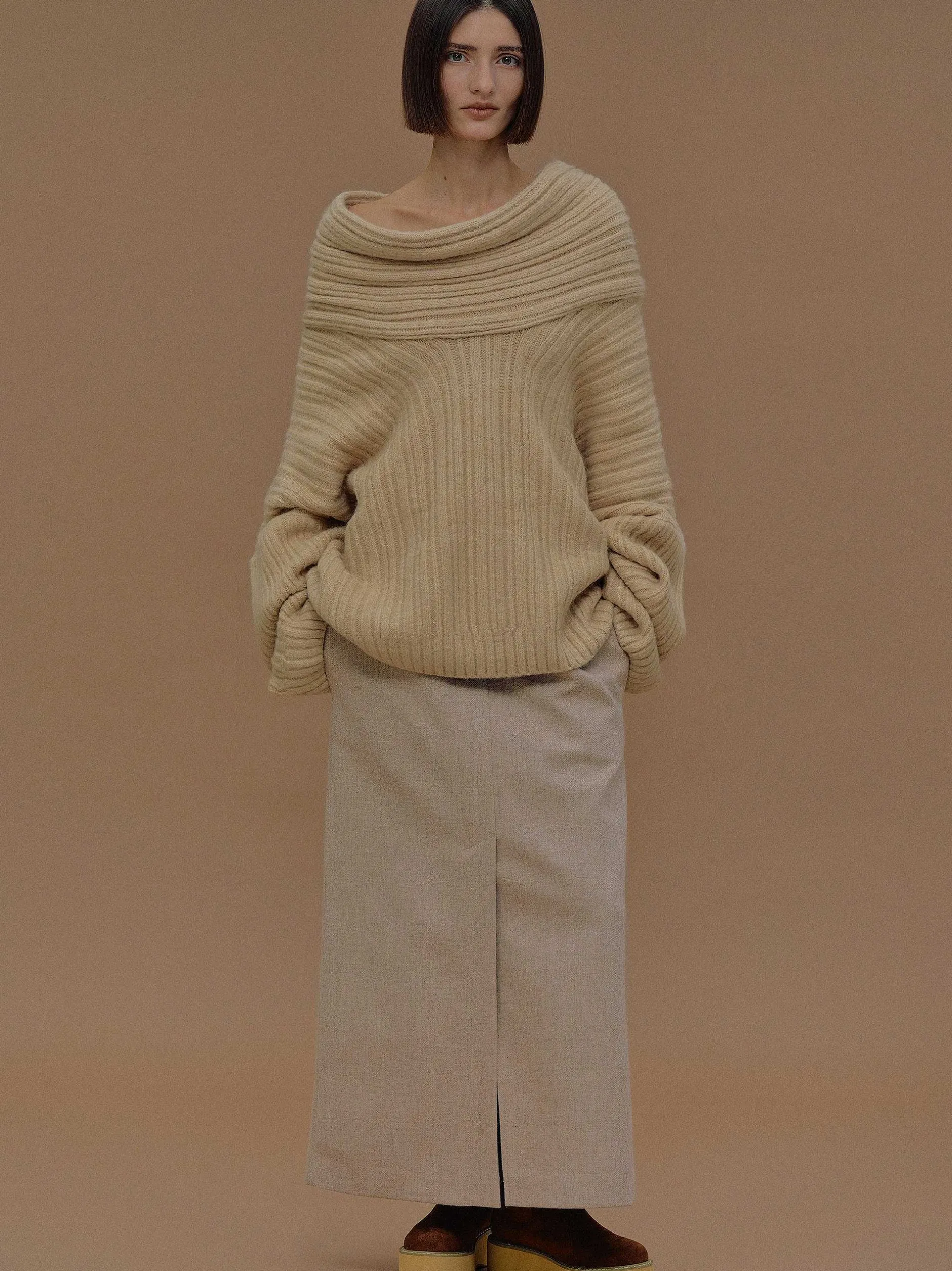 Frauen Source Unknown Zubehör<Becca Ubergroser High Roll Strickpullover, Butter