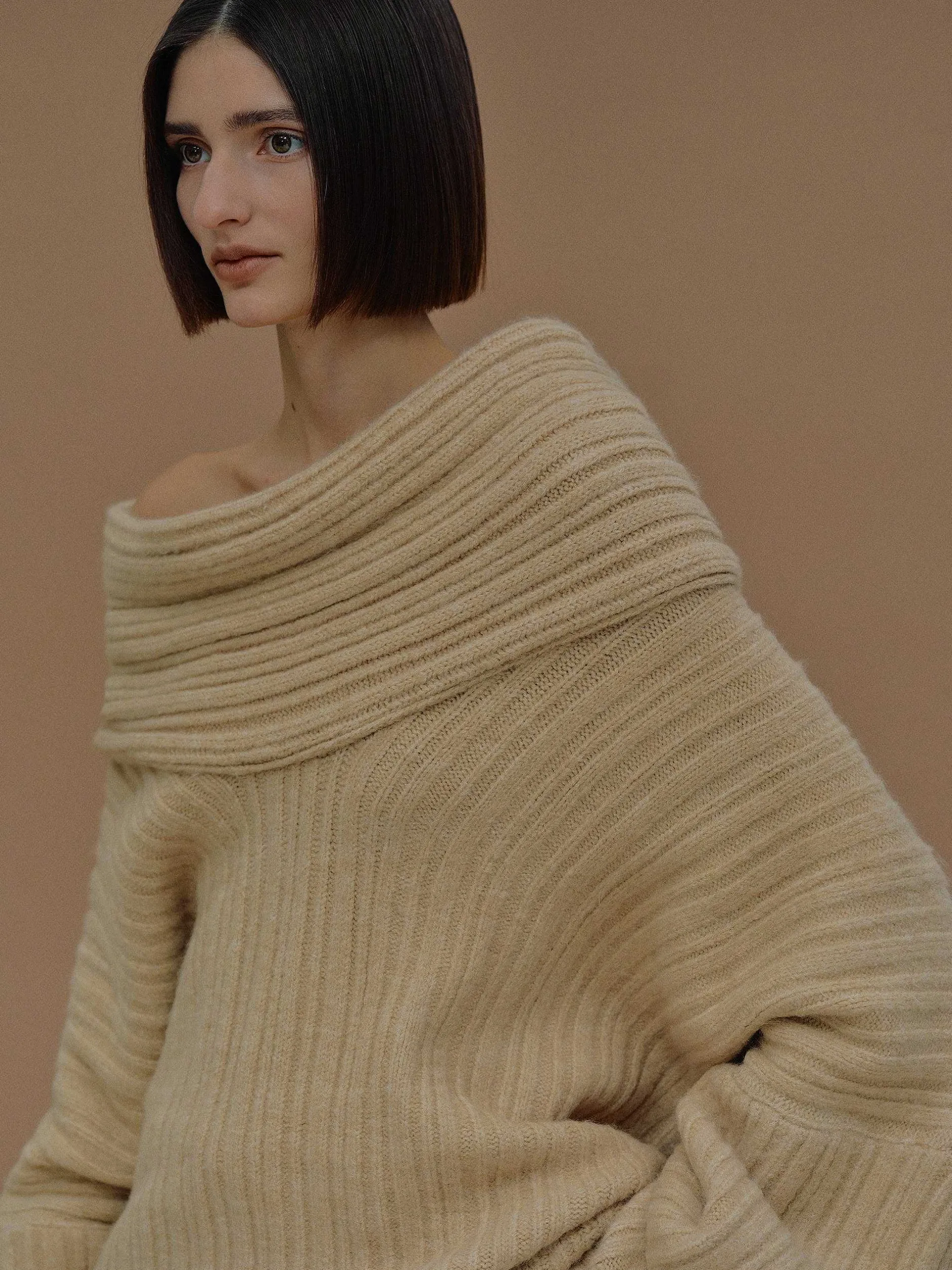Frauen Source Unknown Zubehör<Becca Ubergroser High Roll Strickpullover, Butter