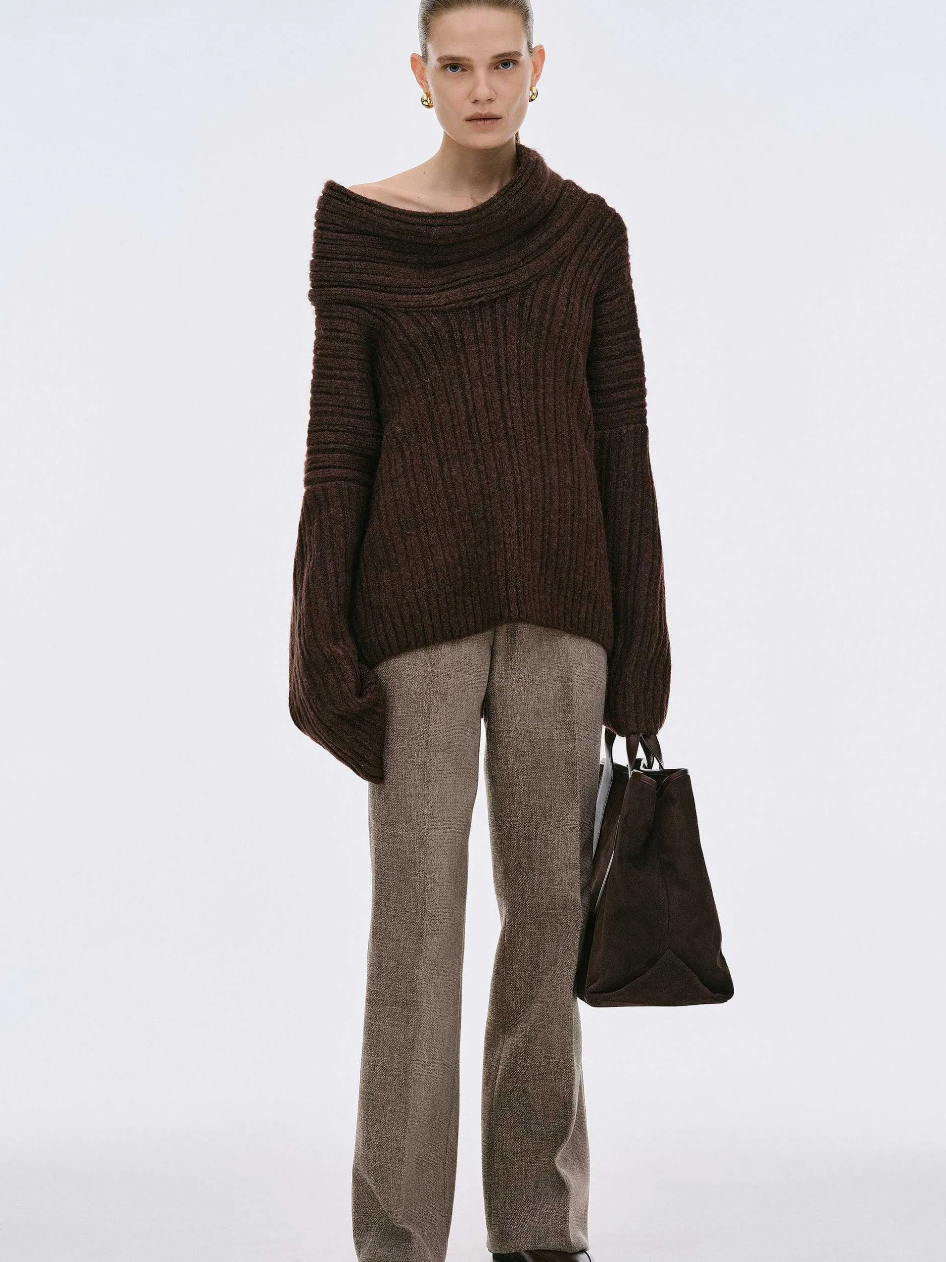 Frauen Source Unknown Zubehör<Becca Ubergroser High-Roll-Strickpullover, Schokolade