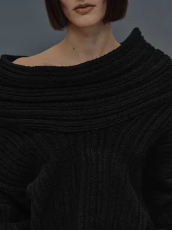Frauen Source Unknown Zubehör<Becca Ubergroser High-Roll-Strickpullover, Schwarz