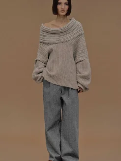 Frauen Source Unknown Zubehör<Becca Ubergroser High-Roll-Strickpullover, Kokosnuss