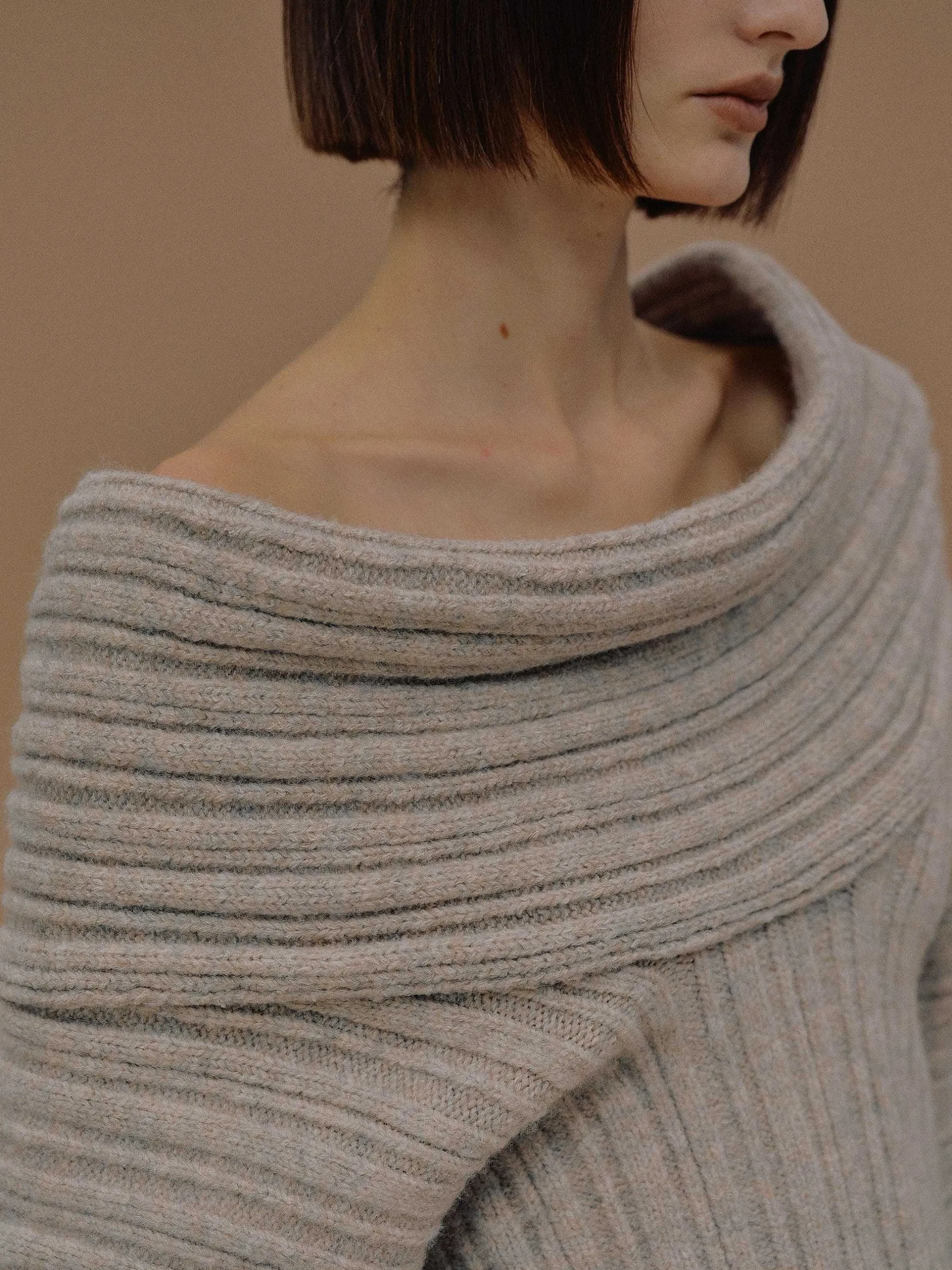Frauen Source Unknown Zubehör<Becca Ubergroser High-Roll-Strickpullover, Kokosnuss