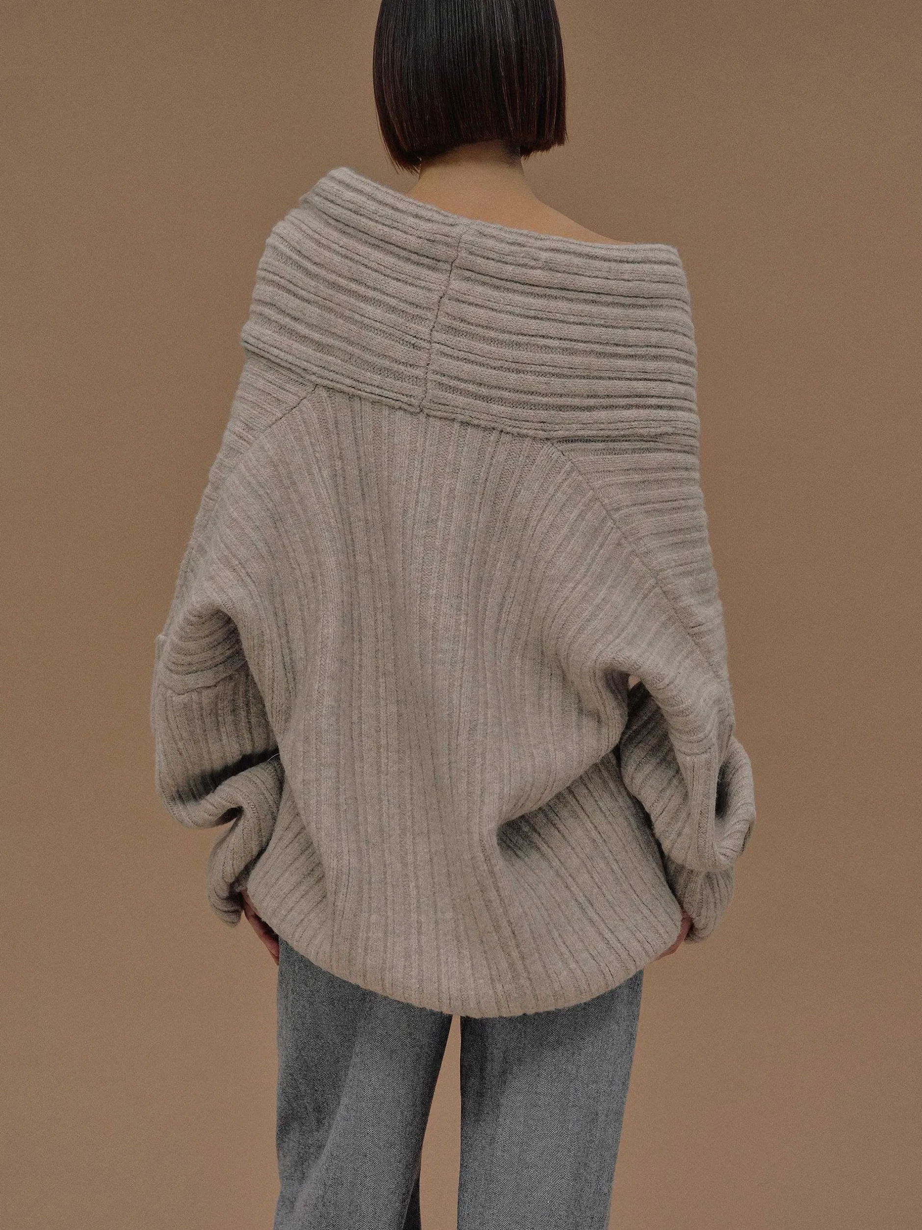 Frauen Source Unknown Zubehör<Becca Ubergroser High-Roll-Strickpullover, Kokosnuss