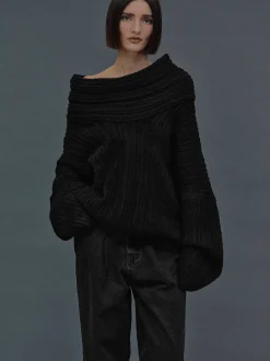 Frauen Source Unknown Zubehör<Becca Ubergroser High-Roll-Strickpullover, Schwarz