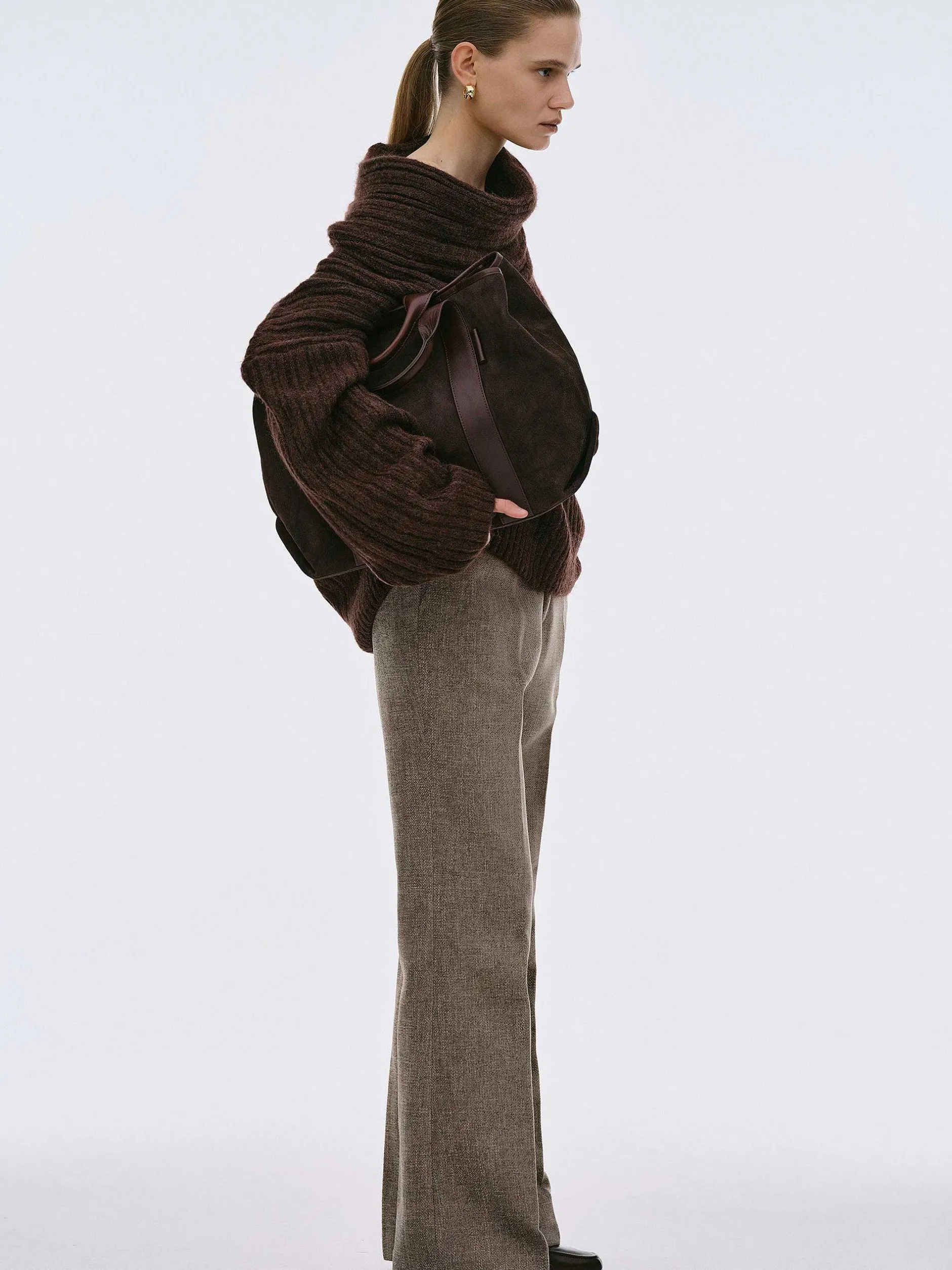 Frauen Source Unknown Zubehör<Becca Ubergroser High-Roll-Strickpullover, Schokolade